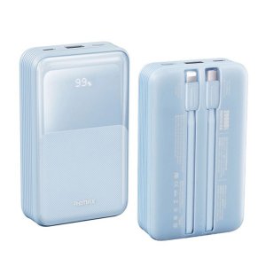Power Bank 20000mAh PD20W και QC22.5W με Οθόνη και 2 Καλώδια Γρήγορης Φόρτισης σε Μπλε Χρώμα