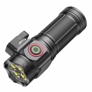 Mini Επαναφορτιζόμενος Φακός Super Bright LED με Λεπίδα Κοπής και 5 Λειτουργίες Φωτισμού