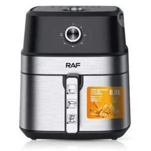Φριτέζα Αέρος με Χωρητικότητα 8.0L Air fryer 1700W και Τεχνολογία Κυκλοφορίας Αέρα 360° για Υγιεινό Μαγείρεμα Χωρίς Λάδι RAF Μαύρο/Ασημί