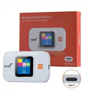 Ασύρματο Φορητό 4G Hotspot Ρούτερ Sim WiFi Τσέπης με Μέγιστη Ταχύτητα 300Mbps και Οθόνη EME Λευκό