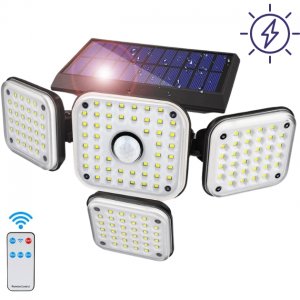 Αδιάβροχο Επιτοίχιο Ηλιακό Φωτιστικό 144 LED με Αισθητήρα Κίνησης &amp; Τηλεχειριστήριο - Andowl