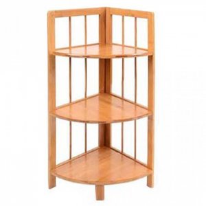 Γωνιακή Ραφιέρα Δαπέδου από Bamboo με 3 Ράφια 98x29x29 cm