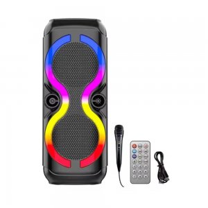 Ασύρματο Φορητό Ηχείο Bluetooth 20W με LED RGB Φωτισμό, Τηλεχειριστήριο &amp; Μικρόφωνο Καραόκε