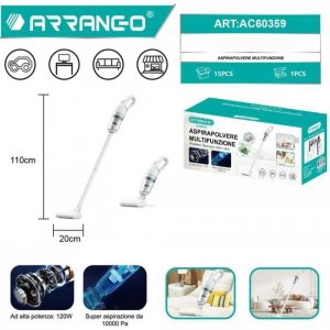 2 σε 1 Επαναφορτιζόμενη Σκούπα Stick και Χειρός 120W Λευκή ARRANGO