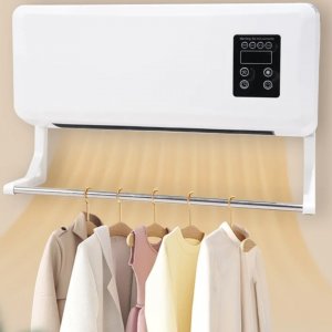 Αερόθερμο Τοίχου 1800W με Λειτουργία Θέρμανσης &amp; Ψύξης, Αποσπώμενη Σχάρα Στεγνώματος Ρούχων και Τηλεχειριστήριο
