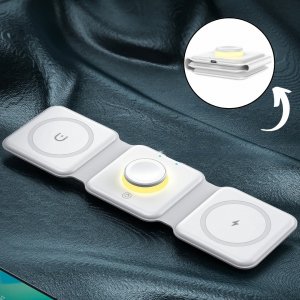 3 σε 1 Αναδιπλούμενος Ασύρματος Φορτιστής Qi Pad 18W - Για iPhone, AppleWatch και AirPods