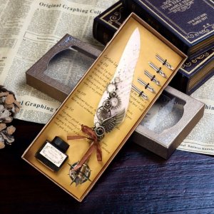 Πένα Καλλιγραφίας με Φτερό - Classic Dipping Feather Pen - Λευκό