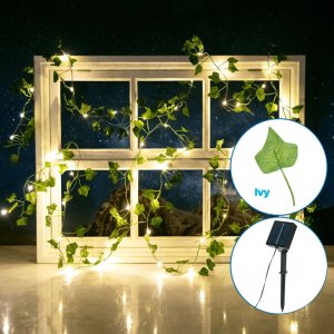Ηλιακά LED Φώτα 10m με Φύλλα Κισσού – Ζεστός Λευκός Φωτισμός 2700K - Aigostar