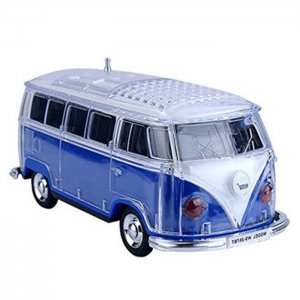 Φορητό Ηχείο Bluetooth Μίνι Βανάκι USB, SD - Mini Bus με Ραδιόφωνο και Led Φώτα Μπλε