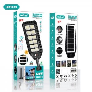 400W Αδιάβροχος Ηλιακός Προβολέας Δρόμου με 8 COB &amp; 216 LED - Τηλεχειριστήριο, Ανιχνευτής Κίνησης &amp; Πάνελ - Aerbes