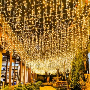 Χριστουγεννιάτικα Λαμπάκια “Βροχή” 400 LED Κουρτίνα – 5.9m Θερμού Φωτισμού για Μπαλκόνι, Παράθυρα &amp; Κήπο