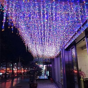 Χριστουγεννιάτικα Λαμπάκια Βροχή 4.4 x 1m - 300 LED Πολύχρωμου Φωτισμού Εσωτερικού &amp; Εξωτερικού Χώρου