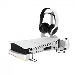 Οριζόντια Βάση PS5 Slim iPega με RGB Φωτισμό Λευκή – Αντιολισθητική και Εργονομική