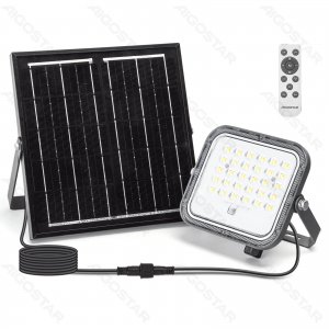 Αδιάβροχος Ηλιακός Προβολέας 50W με Πάνελ &amp; Τηλεχειριστήριο 3 Επιπέδων Φωτισμού 153 x 141 x 38mm Aigostar