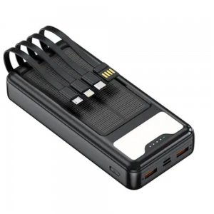 Ηλιακό Power Bank 12000mAh με 4 Ενσωματωμένα Καλώδια &amp; LED Φακό ANDOWL Q-DC79