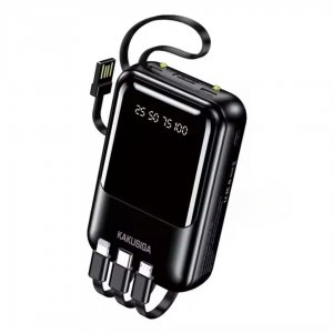 Powerbank 10000mAh All-in-One με 4 Ενσωματωμένα Καλώδια Φόρτισης &amp; LED Ένδειξη Mπαταρίας Μαύρο