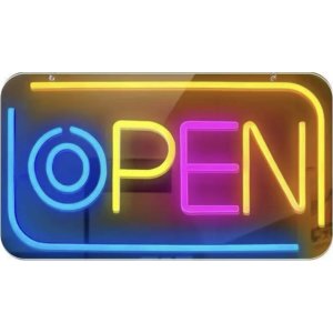 Φωτεινή Διαφημιστική Πινακίδα LED Neon OPEN – Πολύχρωμη USB 40x36cm