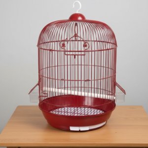 Κλουβί Πουλιών Μεταλλικό Κόκκινο 33x53cm με Κούνια και Ταΐστρες