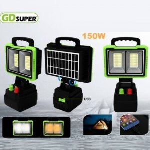 Ηλιακός Προβολέας LED 150W GDPLUS GD-2305A – Φορητός με Power Bank  8000mAh 120 LED