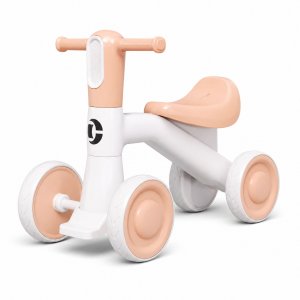 Παιδικό Ποδηλατάκι Ισορροπίας Ride-On με 4 Ρόδες NF-BABY με Εργονομικό Κάθισμα και Αντιολισθητικές Λαβές Λευκό/Ροδακινί