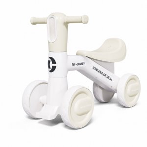 Παιδικό Ποδηλατάκι Ισορροπίας Ride-On με 4 Ρόδες NF-BABY με Εργονομικό Κάθισμα και Αντιολισθητικές Λαβές Λευκό/Κρεμ
