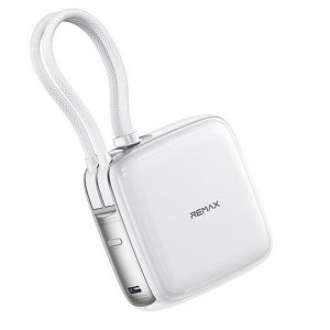 Remax Power Bank 10000mAh – Γρήγορη Φόρτιση 22.5W με Ενσωματωμένα Καλώδια USB-C και Lightning Λευκό