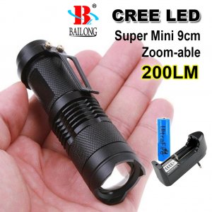 Super Mini Φακός 200 Lumens  Υψηλής Φωτεινότητας CREE LED Q5 - Zoomable BL-8468
