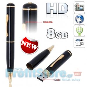 Κάμερα Στυλό Spy Pen για Βίντεο &amp; Φωτογραφίες Υψηλής Ανάλυσης με μνήμη  8GB