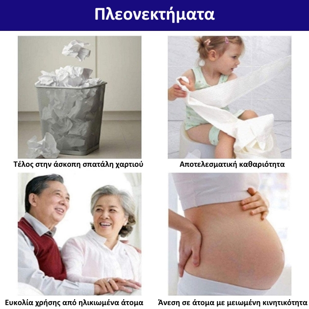Πρόσθετο Σύστημα Μπιντέ Καθαρισμού και Υγιεινής για Λεκάνη - Μονό Ακροφύσιο - Ρυθμιζόμενη Ένταση