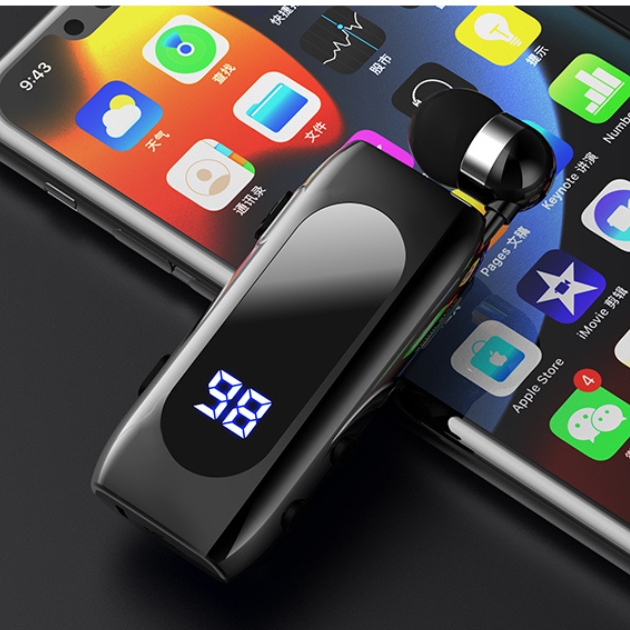 Ασύρματο Ακουστικό Bluetooth Handsfree - K55 Retractable - Μαύρο - για Android και iOS