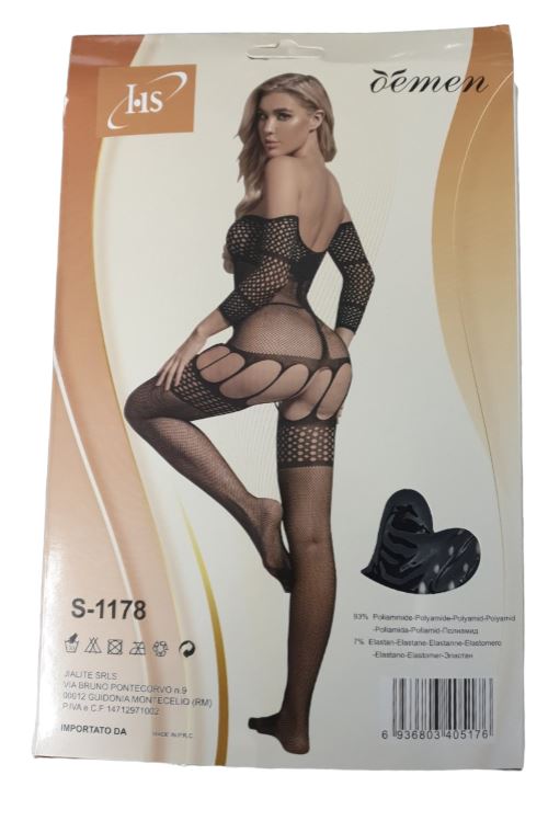 HS Αισθησιακό Μαύρο Ολόσωμο Εσώρουχο See Through με Κόκκινο Φιογκάκι στο Μπούστο One Size - Sexy Lingerie