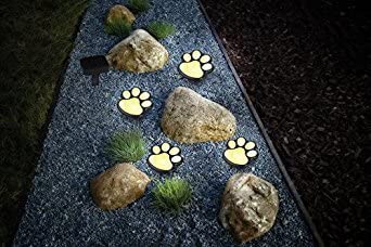 Lightex Paw Σετ Ηλιακών Φωτιστικών Δαπέδου με Σχήμα Πατούσας Ψυχρού Φωτισμού 7500K 0.06W με Αισθητήρα Φωτός 4τμχ σε Μαύρο Χρώμα