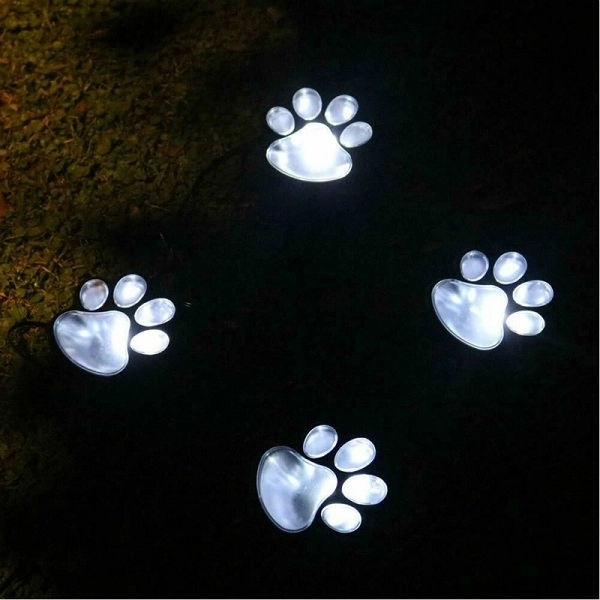 Lightex Paw Σετ Ηλιακών Φωτιστικών Δαπέδου με Σχήμα Πατούσας Ψυχρού Φωτισμού 7500K 0.06W με Αισθητήρα Φωτός 4τμχ σε Μαύρο Χρώμα
