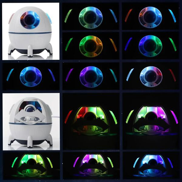 Επαναφορτιζόμενος Υγραντήρας Υπερήχων - Συσκευή Αρωματοθεραπείας & LED RGB Φωτάκι Νυκτός 220ml σε Σχήμα Διαστημικής Κάψουλας με Αστροναύτη