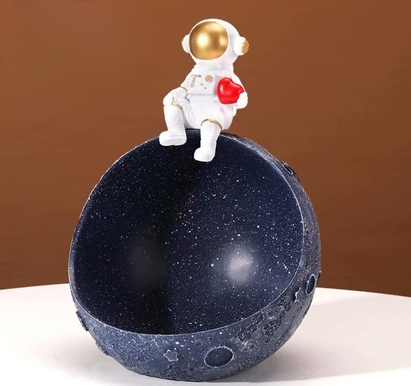Διακοσμητικό Φως Σπιτιού - Αστροναύτης στη Σελήνη Άγαλμα / Μινιατούρα με Αποθηκευτικό Χώρο Μικρών Αντικειμένων