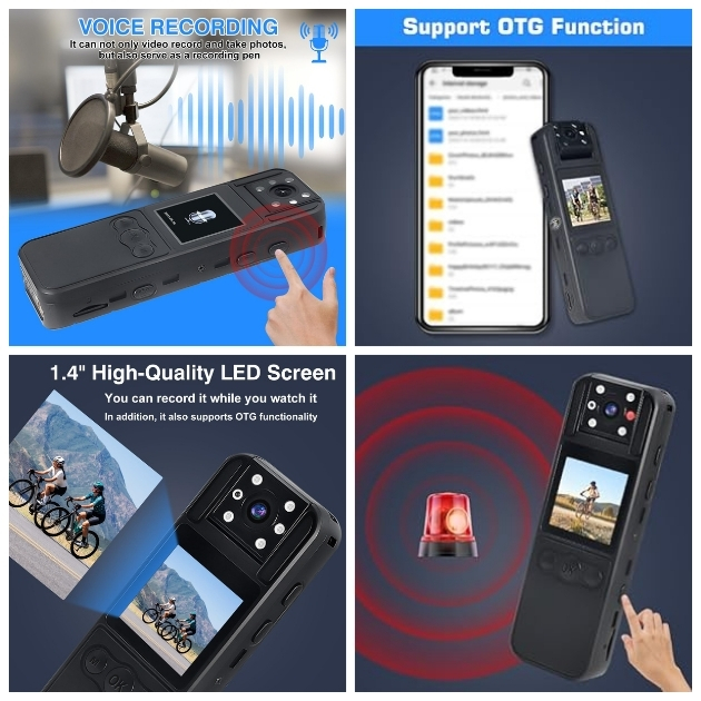 TANGMI Μίνι Κάμερα με Καταγραφή Ήχου και Εικόνας 1080p HD - Περιστρεφόμενος Φακός 180 Μοίρες, Οθόνη LED, Νυχτερινή Λήψη και Συναγερμό