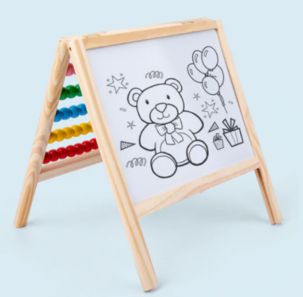 Εκπαιδευτικός Αναδιπλώμενος Ξύλινος Παιδικός Μαγνητικός Πίνακας Ζωγραφικής - Άβακας 26,5 x 26cm - Magnetic Board