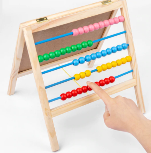 Εκπαιδευτικός Αναδιπλώμενος Ξύλινος Παιδικός Μαγνητικός Πίνακας Ζωγραφικής - Άβακας 26,5 x 26cm - Magnetic Board