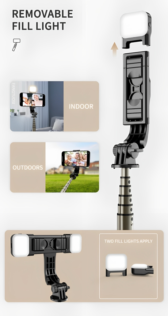 2 σε 1 Selfie-Stick και Τρίποδη Βάση Κινητού με Τηλεχειριστήριο - Andowl