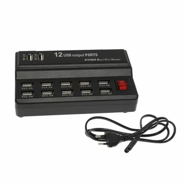 Σταθμός Φόρτισης 60W με 12 Θύρες USB για Πολλαπλές Συσκευές με Διαχείριση Ρεύματος & Προστασία Ασφαλείας