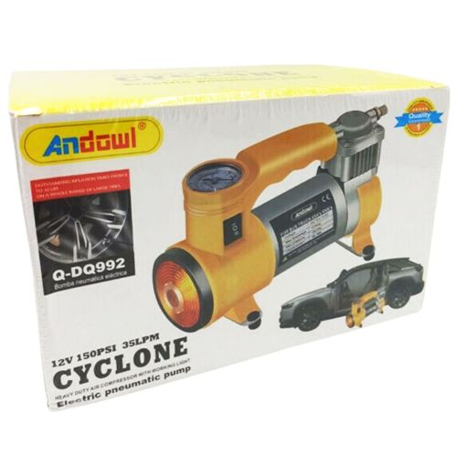 Mini Τρόμπα Αυτοκινήτου Έκτακτης Ανάγκης Andowl με καλώδιο αναπτήρα 12V & ενσωματωμένο φακό 