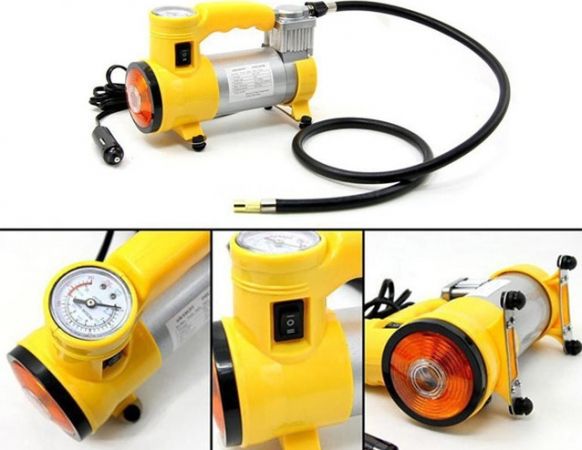 Mini Τρόμπα Αυτοκινήτου Έκτακτης Ανάγκης Andowl με καλώδιο αναπτήρα 12V & ενσωματωμένο φακό 