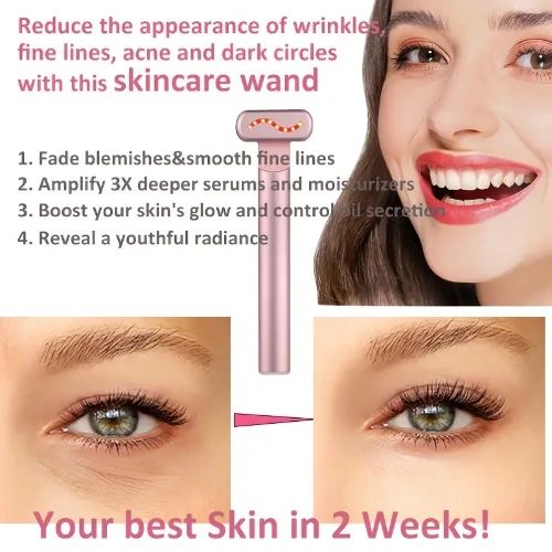 Ραβδί περιποίησης δέρματος 4 σε 1 με κόκκινο φως για το πρόσωπο, τα μάτια και το λαιμό Ροζ Χρυσό