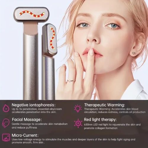 Ραβδί περιποίησης δέρματος 4 σε 1 με κόκκινο φως για το πρόσωπο, τα μάτια και το λαιμό Aσημί