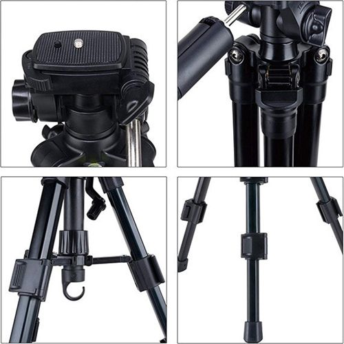 Τηλεσκοπικό Φορητό Τρίποδο για Φωτογραφικές Μηχανές και Ψηφιακά Βίντεο Μαύρο