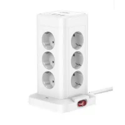 Πολύπριζο Ασφαλείας Κύβος 6 Θέσεων 2500W με 4 θύρες USB 10A με Καλώδιο 2m Λευκὀ