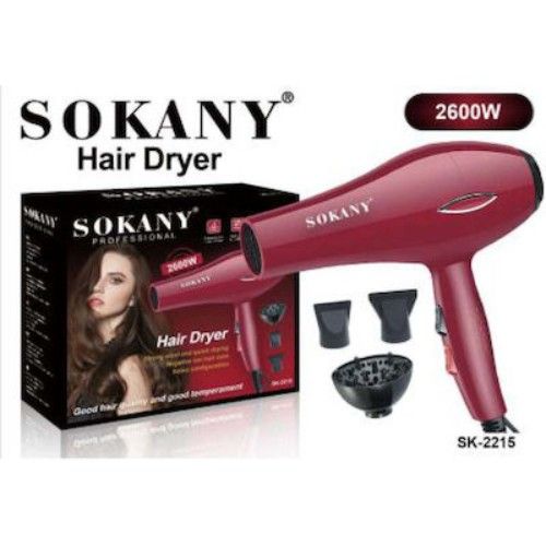 Πιστολάκι Σεσουάρ Μαλλιών 2600W Sokany με Φυσούνα 2 Ταχύτητες και 2 Ρυθμίσεις θερμοκρασίας 