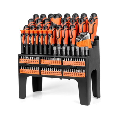 Σετ 124 Μαγνητικών Κατσαβιδιών από Xρώμιο Βαναδίου με Ραφιέρα 