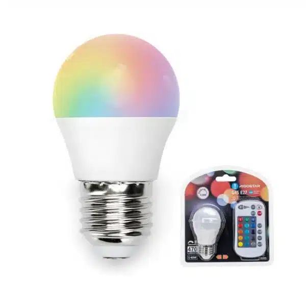 LED Dimmable Λάμπα 4.8W E27 RGB Σφαιρική G45 4.8W 220V με Ασύρματο Χειριστήριο 