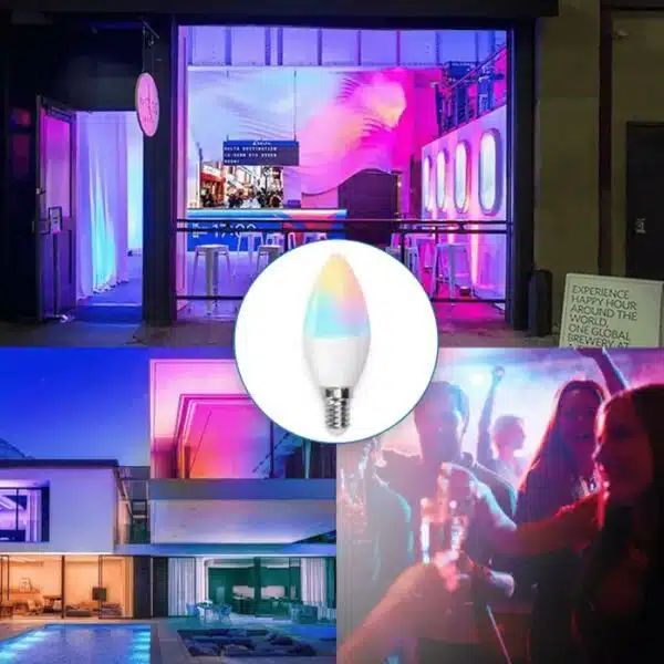 LED Dimmable Λάμπα με Ντουί 4.8W E14 RGBW σε Σχήμα C37 220V με Ασύρματο Χειριστήριο